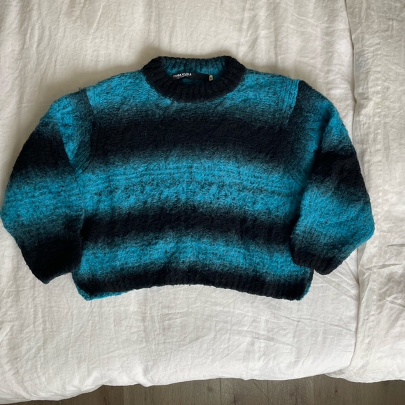 Bimba Y Lola Sweaters - Bimba y Lola Striped Teal and Black Women's Sweater
